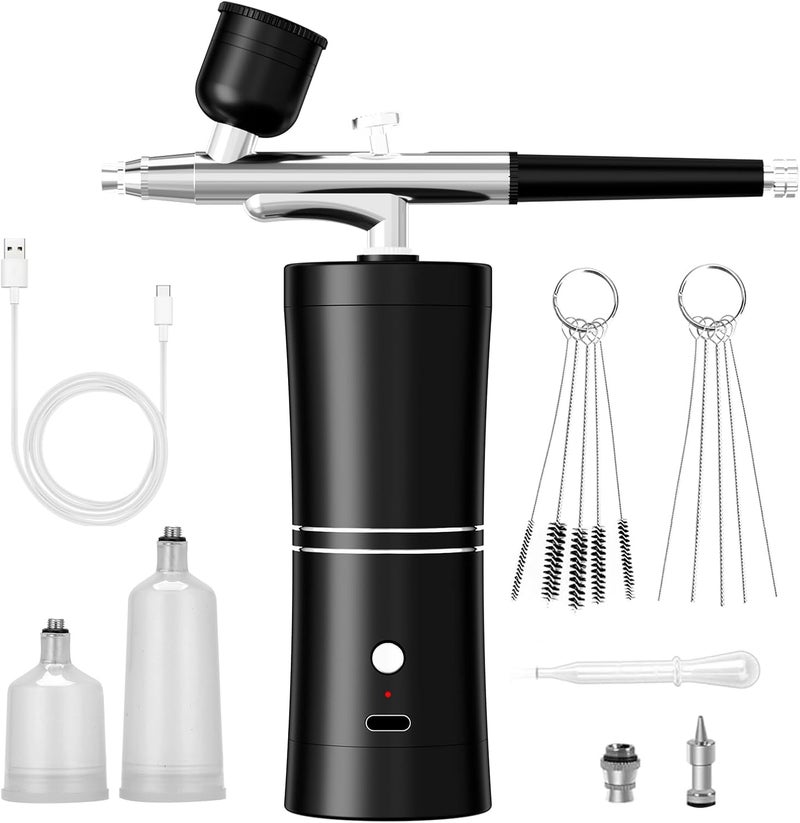 CBVCBV Airbrush Kit Portable Airbrush Air Brush Kit with Air Compressor Airbrush for Nails Airbrush Compressor High Pressure Nail Airbrush Machine Handheld Mini Air Brush Kit (Black) - Image 1